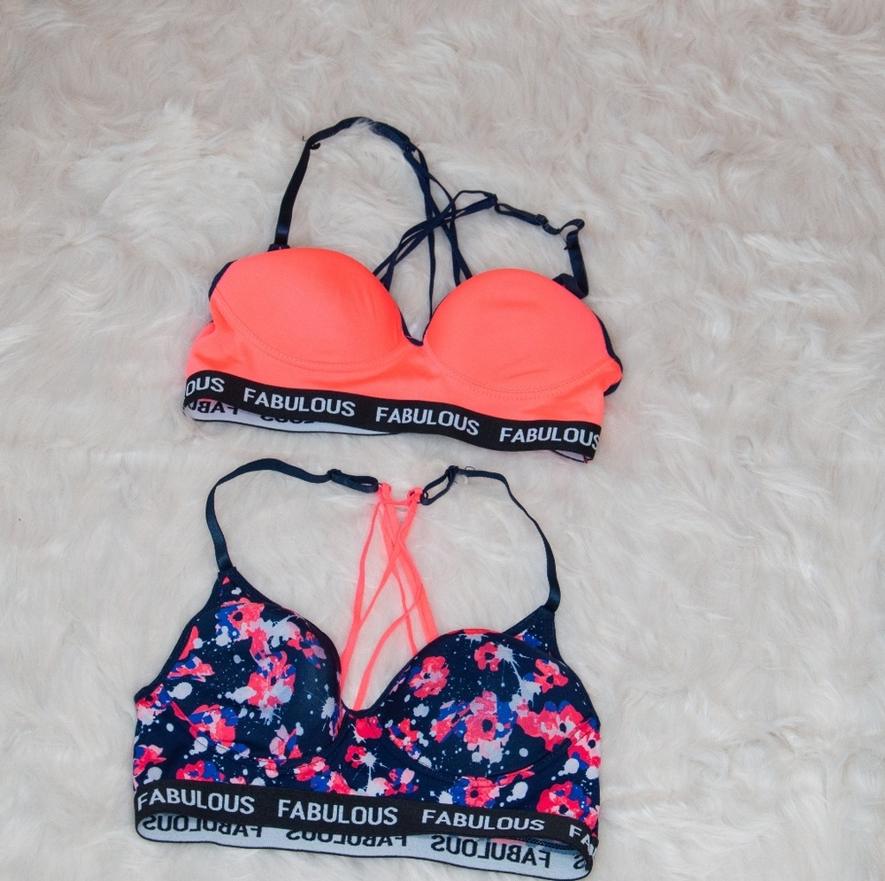 Pink and floral sports bra